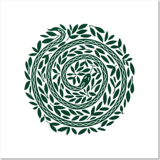 Spiral Snake dark green Posters and Art